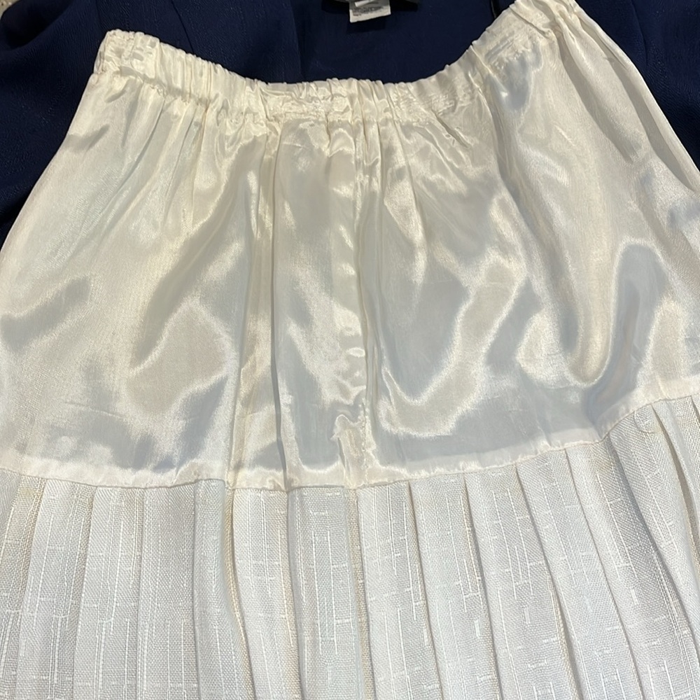 VINTAGE DAWN JOY DOUBLE BREASTED JACKET PLEATED SKIRT SET NAVY BLUE WHITE SIZE 8 - Picture 10 of 13